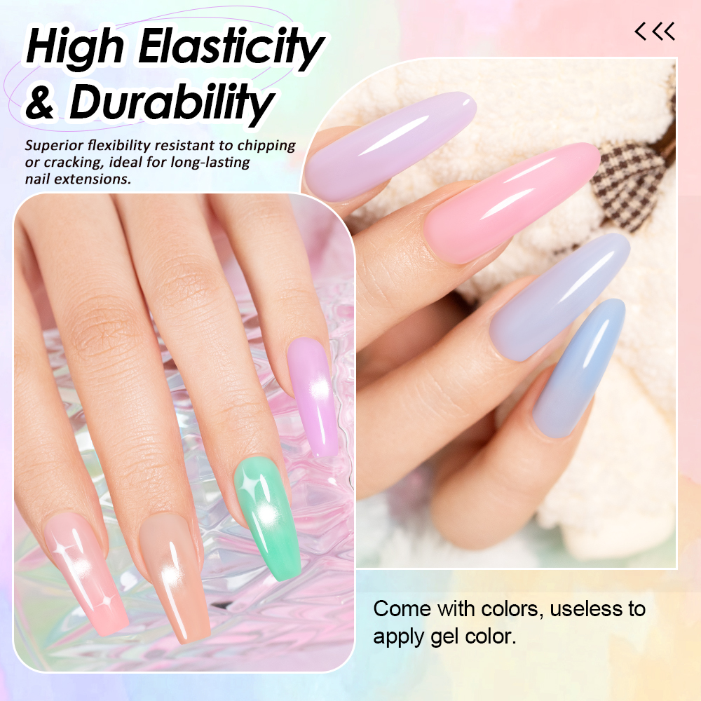 BOZLIN HEMA TPO Free Vegan Hard Gel Polish Non Toxic Gel Builder No Heat Custom 6 in 1 Multifunction Nail Extension Hard Gel