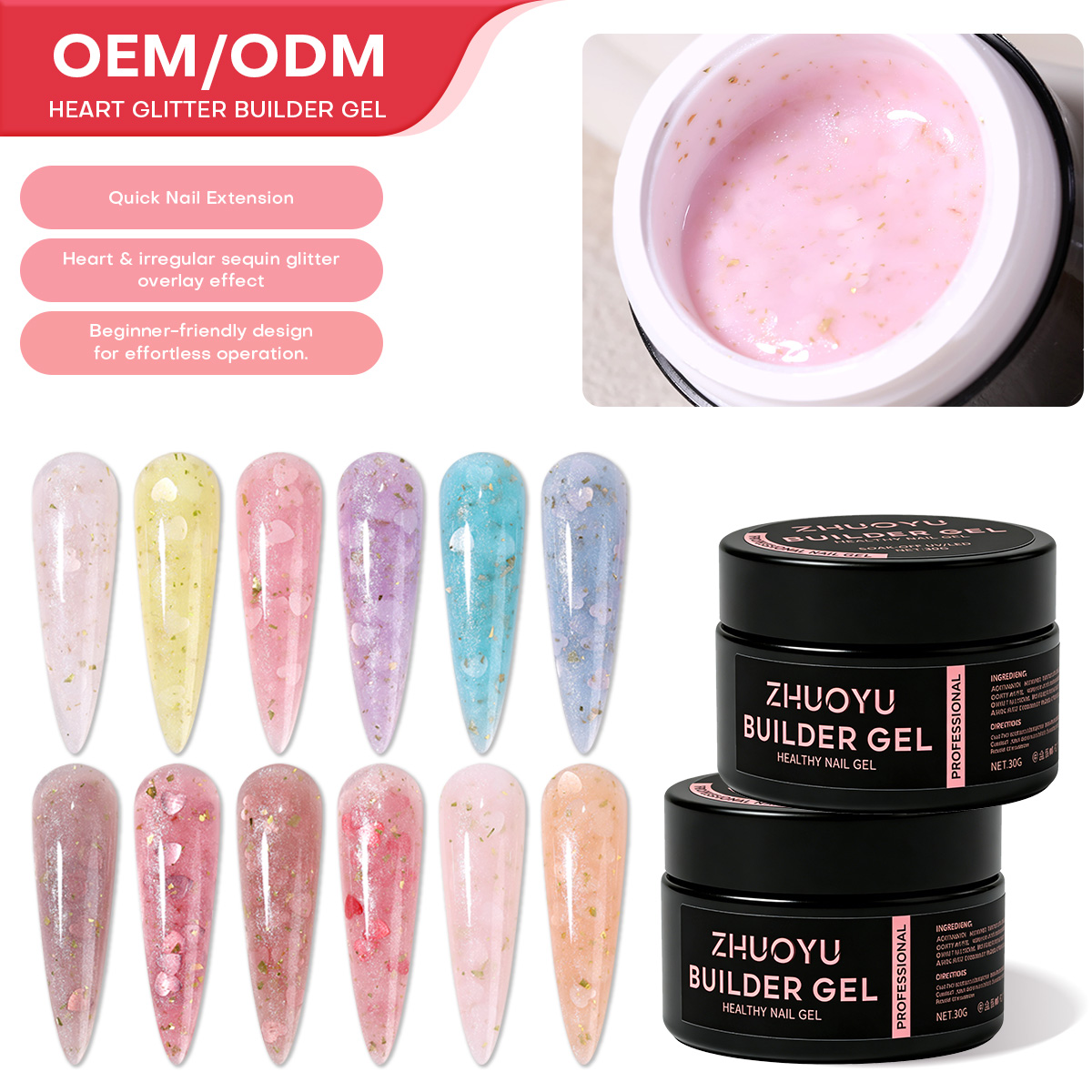 Eco Friendly Hema Free TPO Free Poly Gel Nail Kit Hard Gel Collection For Nail Art Salon Use