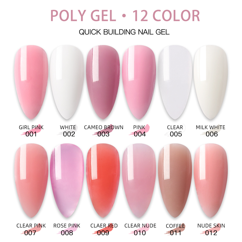 HS Non-Toxic Private Label Acrylic 185 Colors 15ml Poly Gel Quick Building Nail Extension Gel for Nail Salon OEM Service