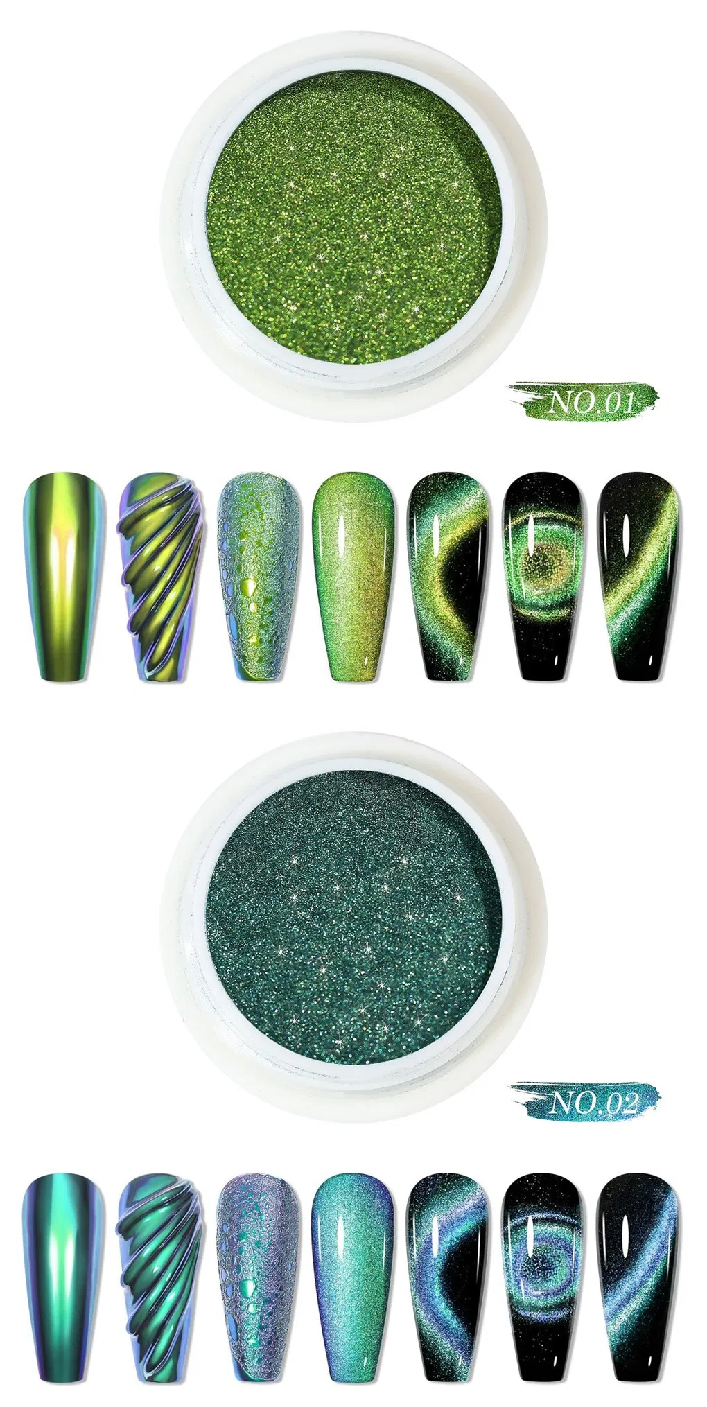 5D Optical Chameleon Magnetic Powder Manicure Colorful Gradient Cat's Eye Powder Pearlescent Powder Manicure