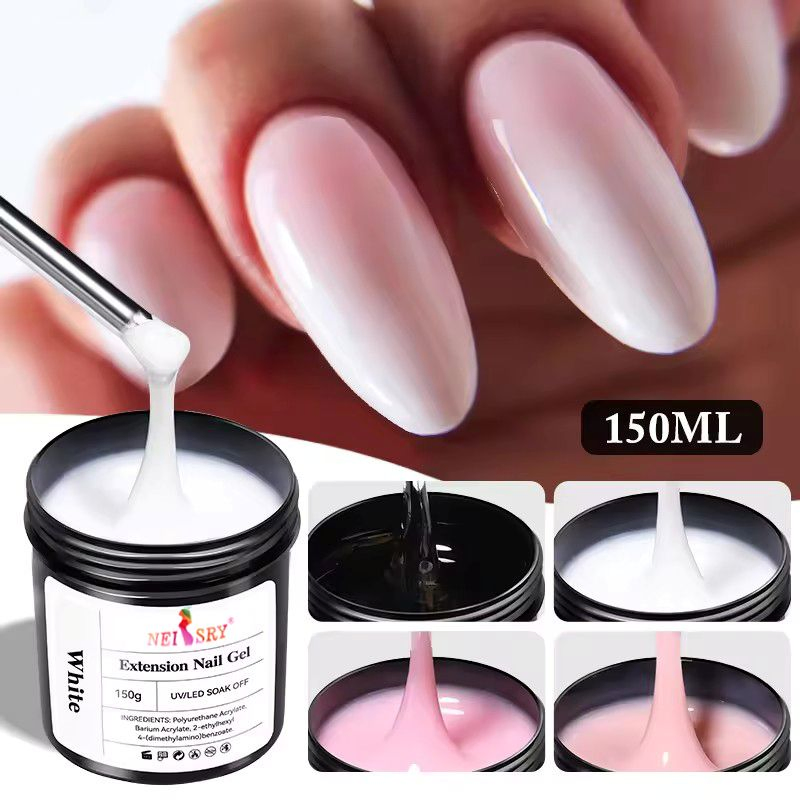 Private Label 150ml Professional Repair Strengthening Nail Reinforcement Fiber Glass Rubber Base Gel Builder Gel