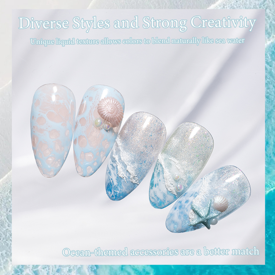Vinimay Nail Ocean Wave Blooming Gel 12 Colors Nail Art Painting Gel Vegan Organic Nail Wave Blooming Liquid for Wholesale