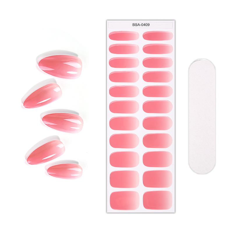NO Lamp Gradient French UV Free Wholesale Natural Curing Gel Nail Stickers Nail Tips No-Cure Gel Nail Wraps