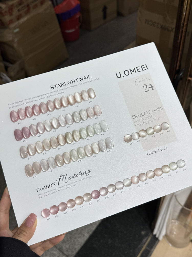 EU Standard 24 Color Glass Bead Nude Non-toxic Cat Eye Nail Polish Gel Set Peach Bobo White Explosive Flash Cat Eye Nail