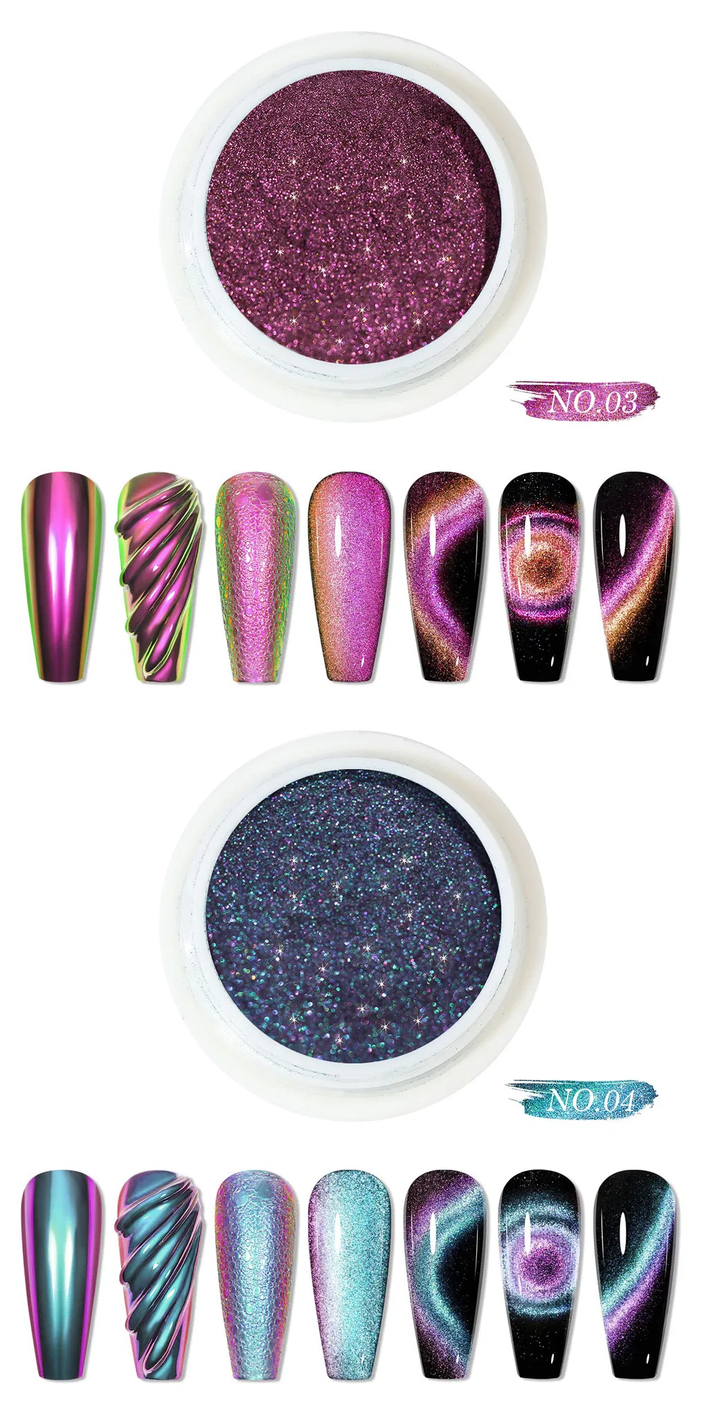 5D Optical Chameleon Magnetic Powder Manicure Colorful Gradient Cat's Eye Powder Pearlescent Powder Manicure