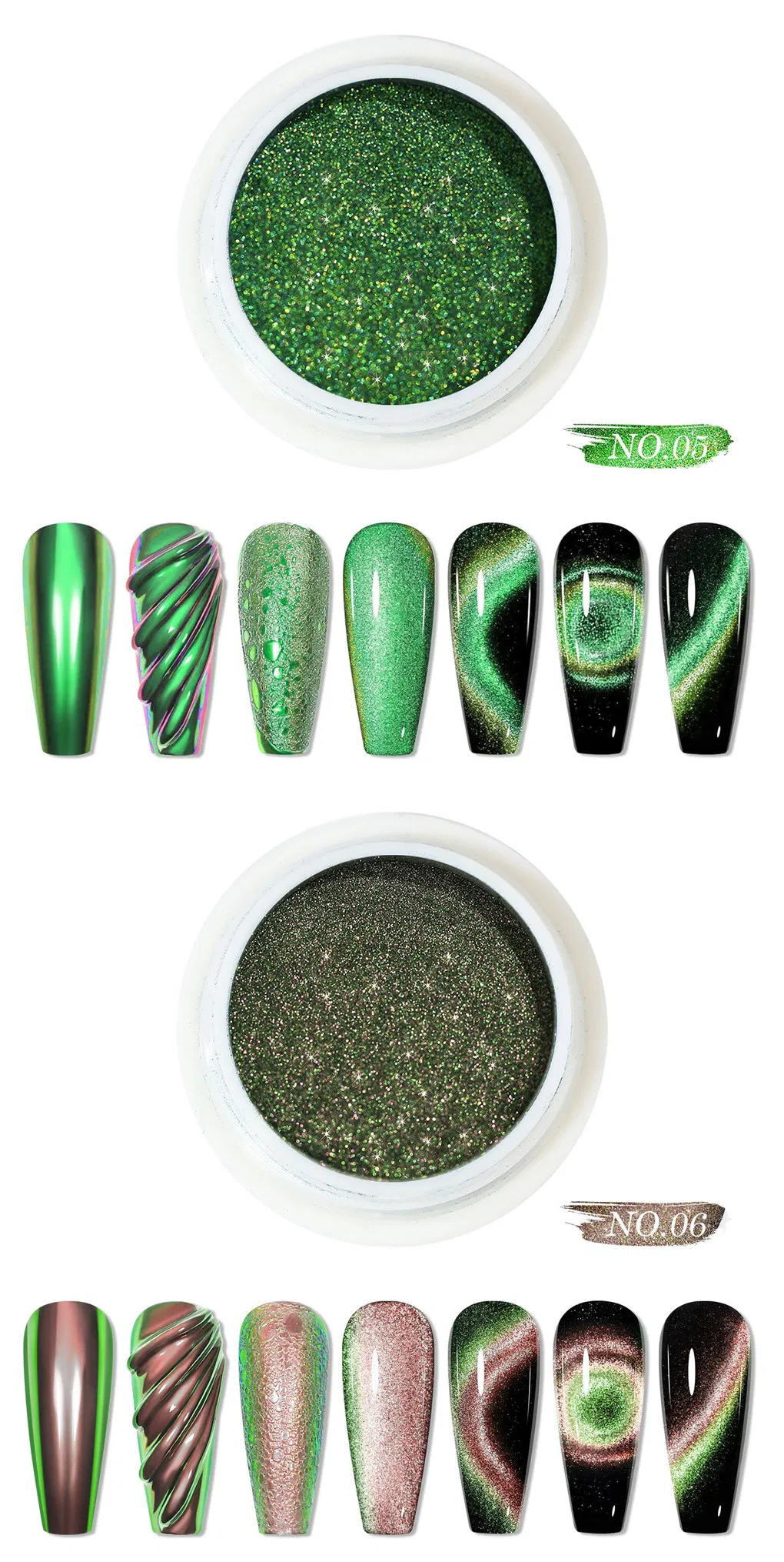 5D Optical Chameleon Magnetic Powder Manicure Colorful Gradient Cat's Eye Powder Pearlescent Powder Manicure