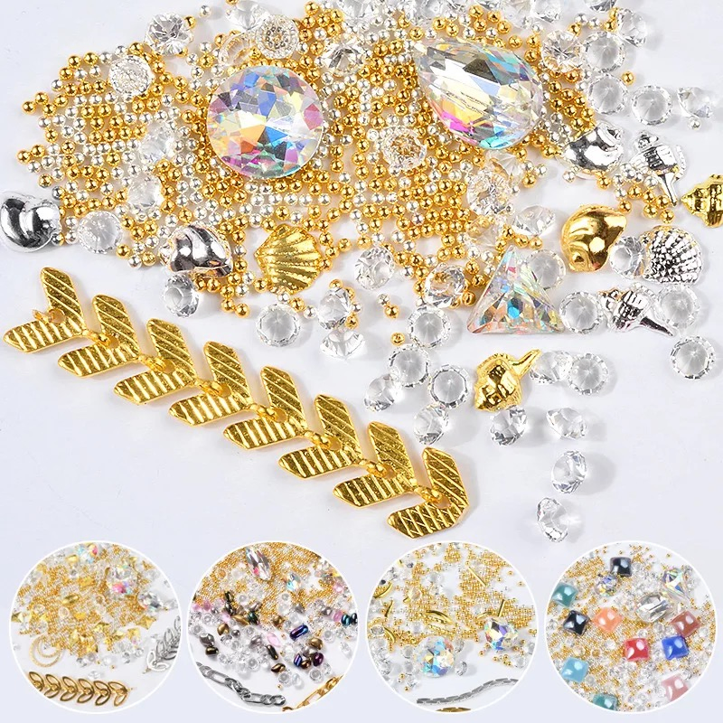 Mixed Nail Art Designs Alloy with Rhinestone Pearl Metal Cham