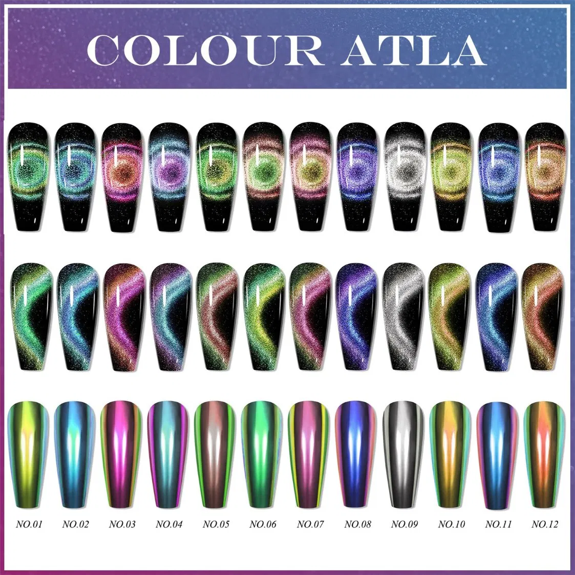 5D Optical Chameleon Magnetic Powder Manicure Colorful Gradient Cat's Eye Powder Pearlescent Powder Manicure