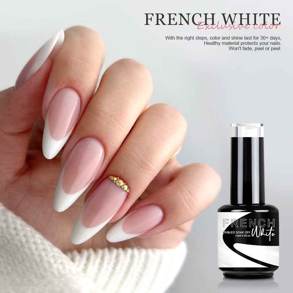French White Series 15ml Professional Uv Gel Salon Products Nail Supplies White Pink Color Gel Polish