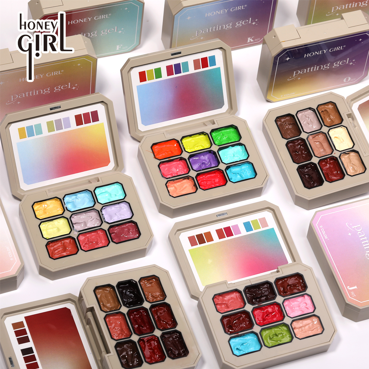 HONEY GIRL Custom Nail Art DIY Palette 21 Styles 9 Color UV LED Soak-Off French Satin Pat Pat Gel Private Design