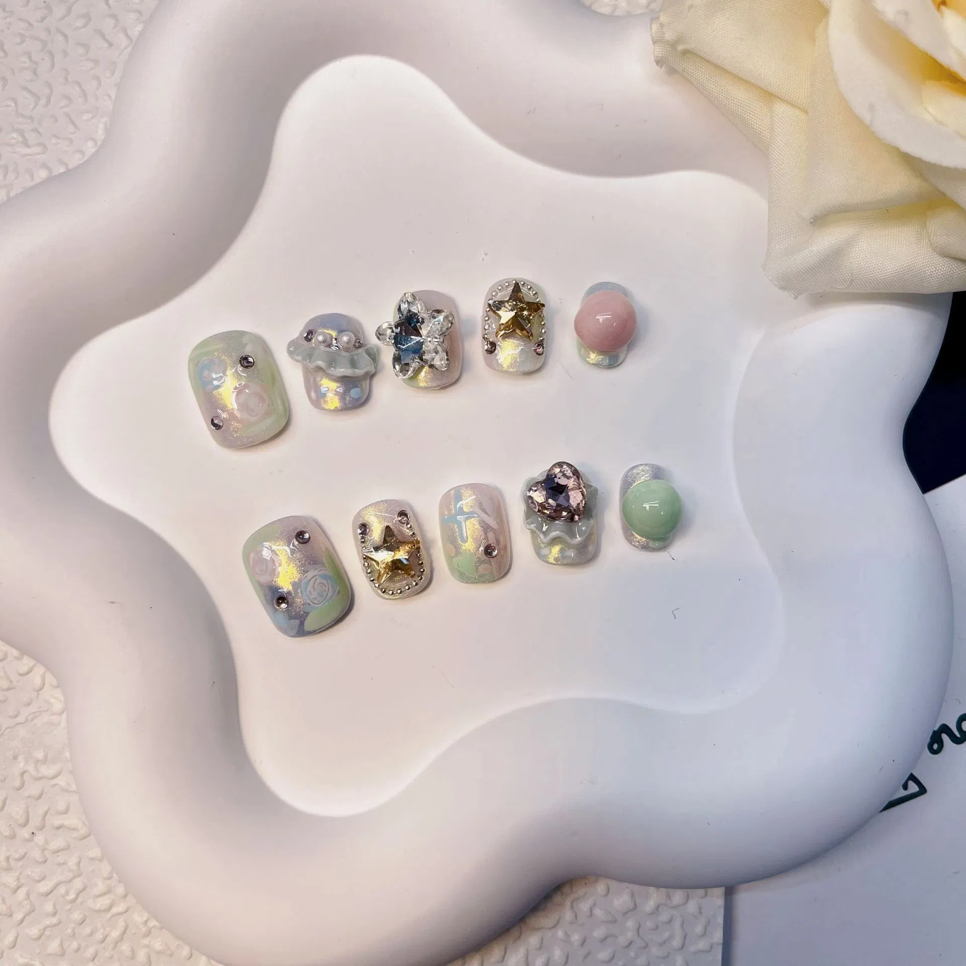 Custom Press on Nails Handmade 10PCS Acrylic Designer Artificial Fingernails