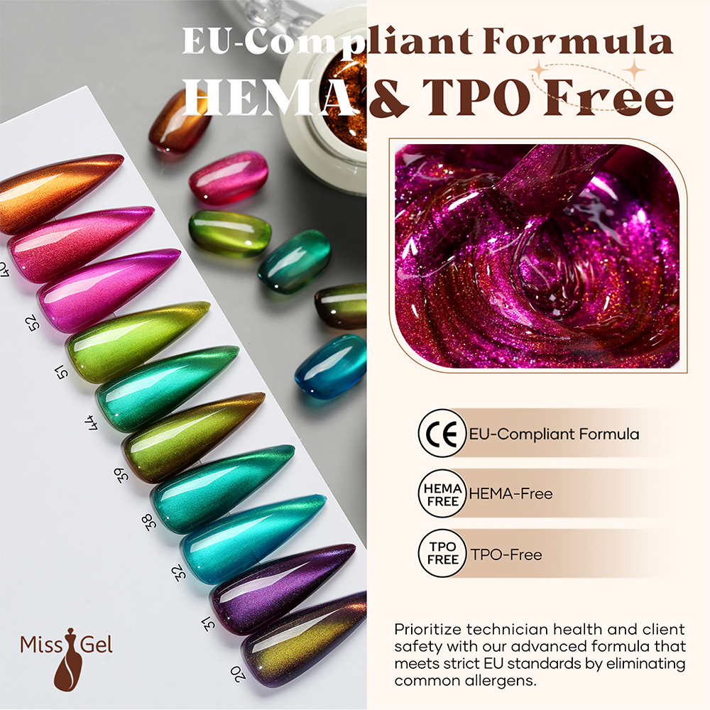 Missgel New HEMA TPO Free OEM 3000 Colors UV Gel Polish 15ml Potted Cat Eye Gel Custom Private Label TPO Free UV Nail Gel Polish