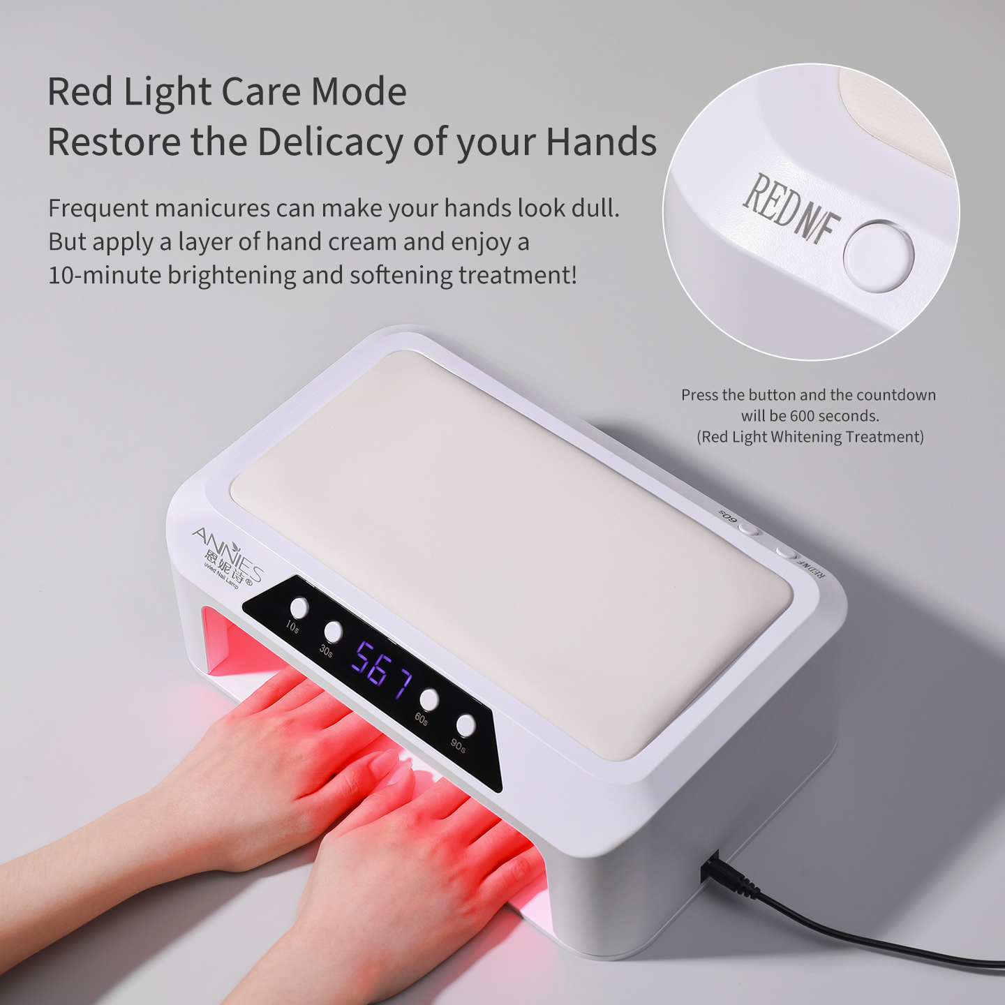 Red Light High Power Multi-functional No Black Hand UV Lamp Nail Machine Fast Dry UV LED Nail Lamp 2025