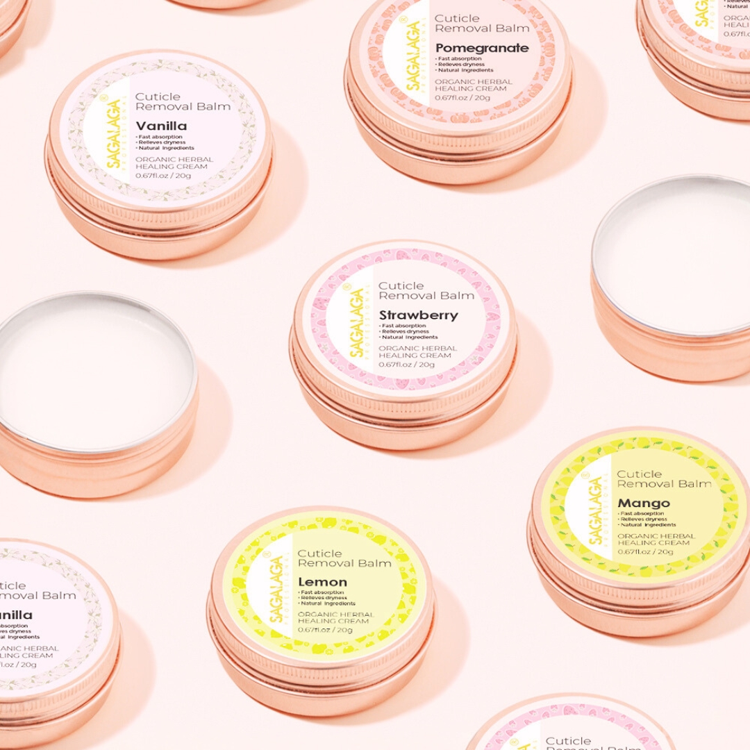 SAGALAGA 20g Cuticle Care Cream With Private Logo Aluminium Jar Rose Gold Nail Cuticle Repair Balm Moisturizing Oil Treatment