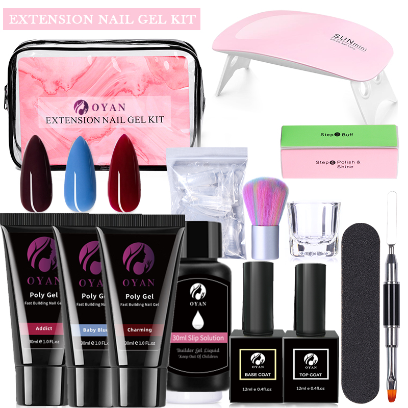 Poly Gel Nail Extension Kit Top Coat with clear White pink Poly Gel Nail Set for Nail Extension