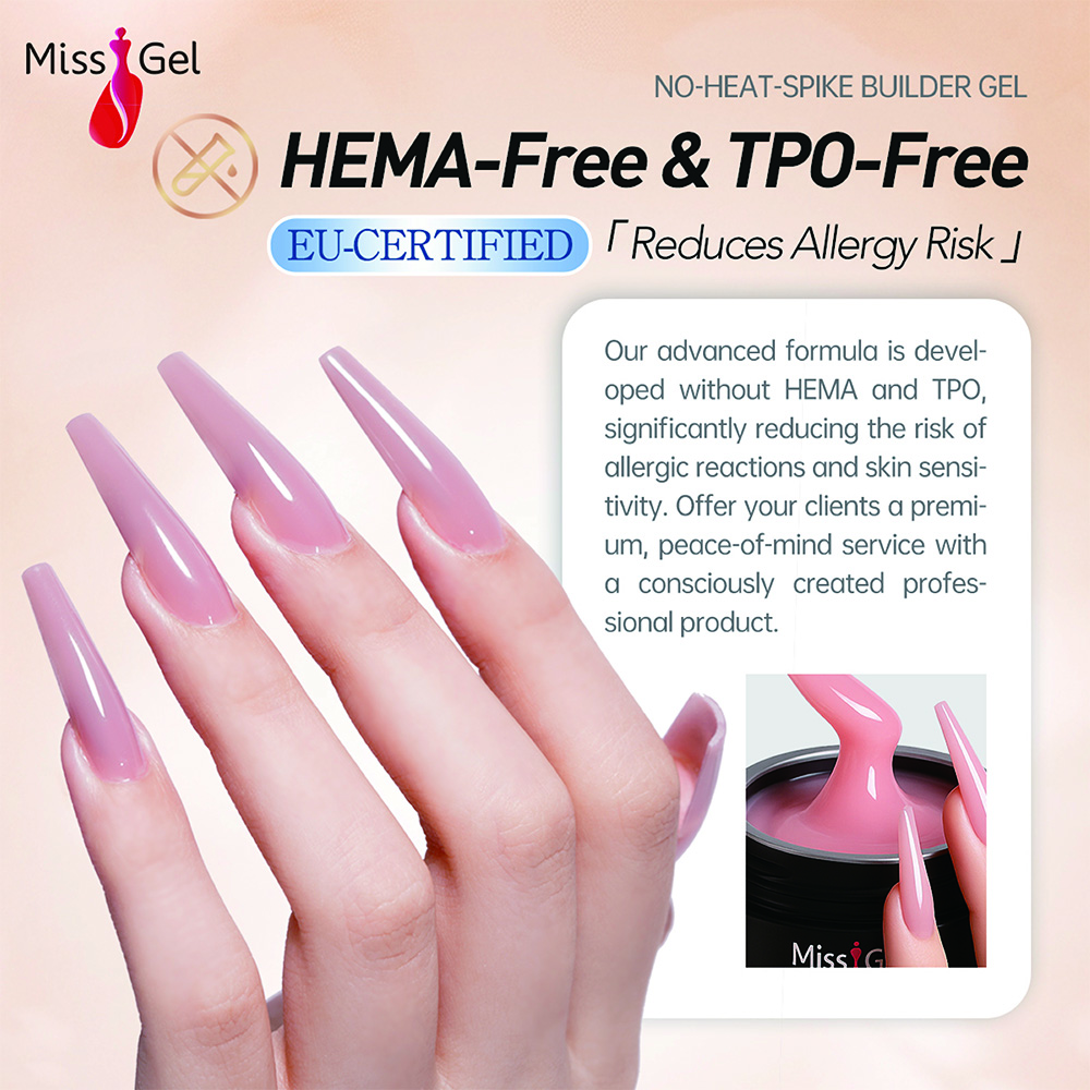 Missgel Hema Tpo Free Low Odor Buildering Gel Private Label 1KG 15g 30g No-Heat Spike Custom Hard Gel Nail Extension Gel Polish