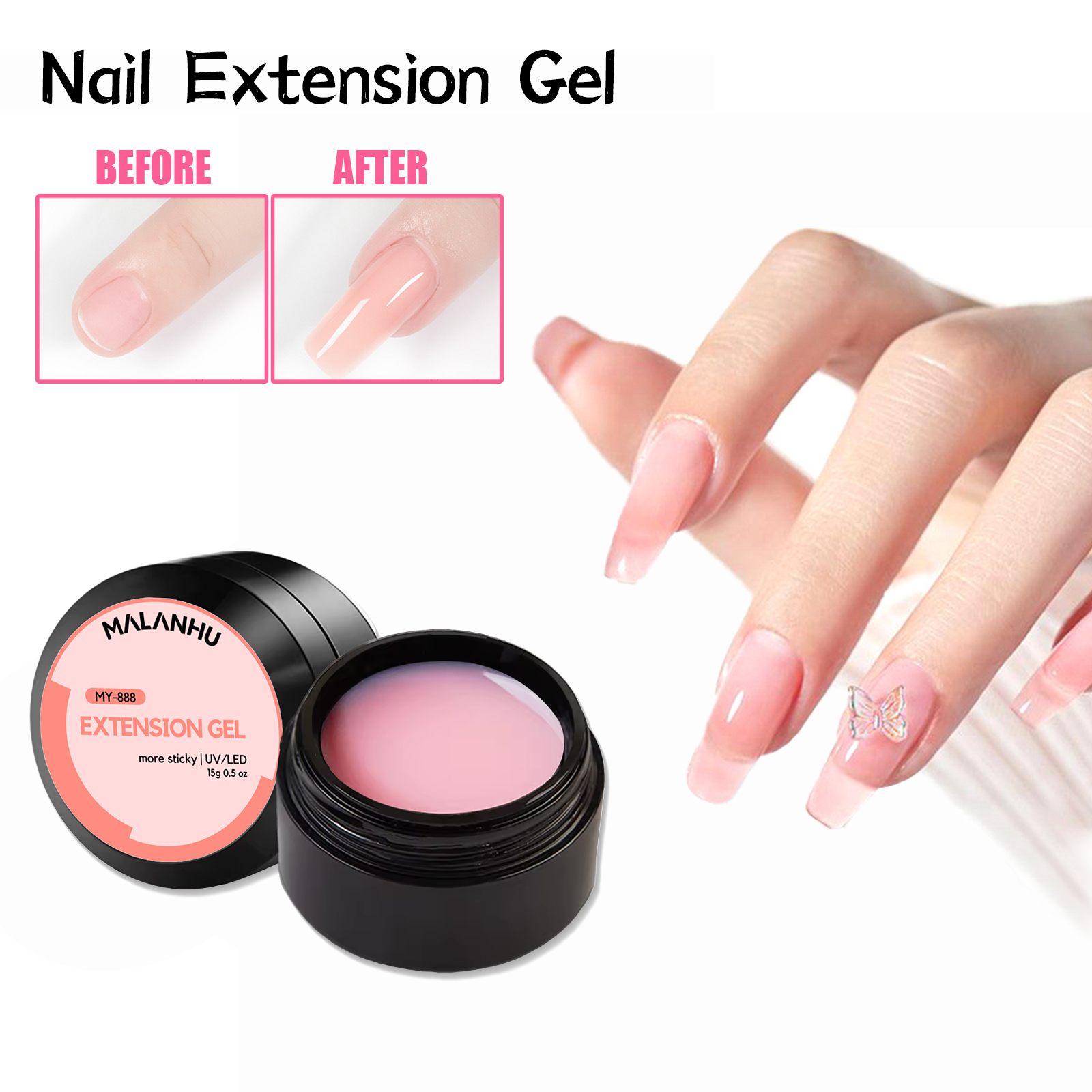 Hema and Tpo Free 150g Clear Pink Jelly Colors Extension Gel Self Leveling UV LED Hard Gel Builder KG for Nail Construction