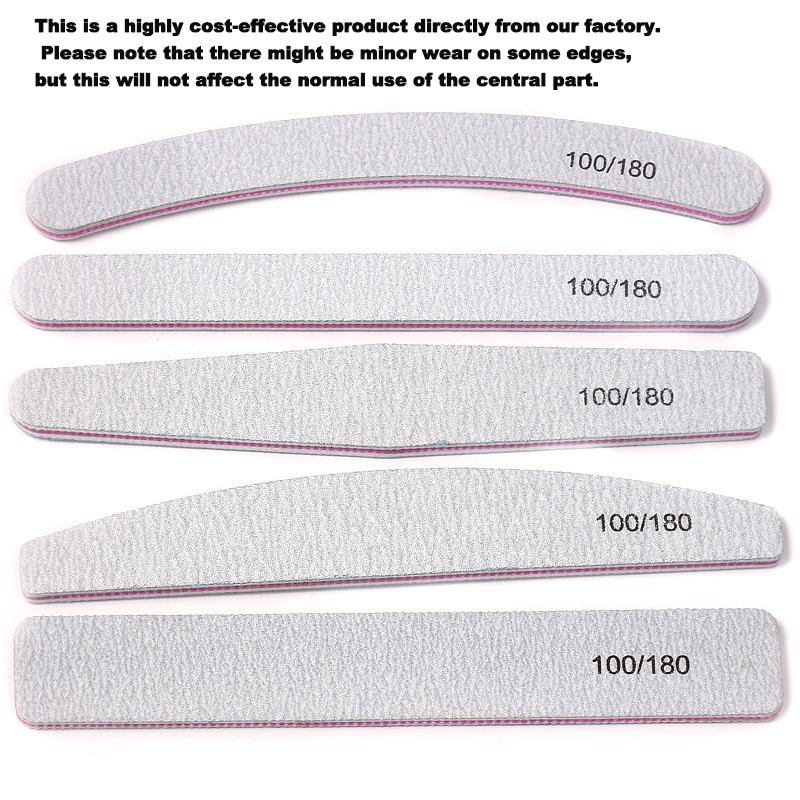 Professional Custom Dual-sided Sponge Nail File 100/180 Grit for Natural Nails Nail Buffing Stick Home Manicure