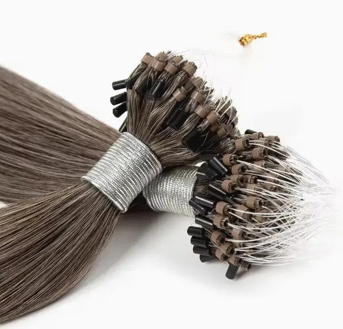Human Hair Micro Ring Hair Extensions Remy Hair Custom Products