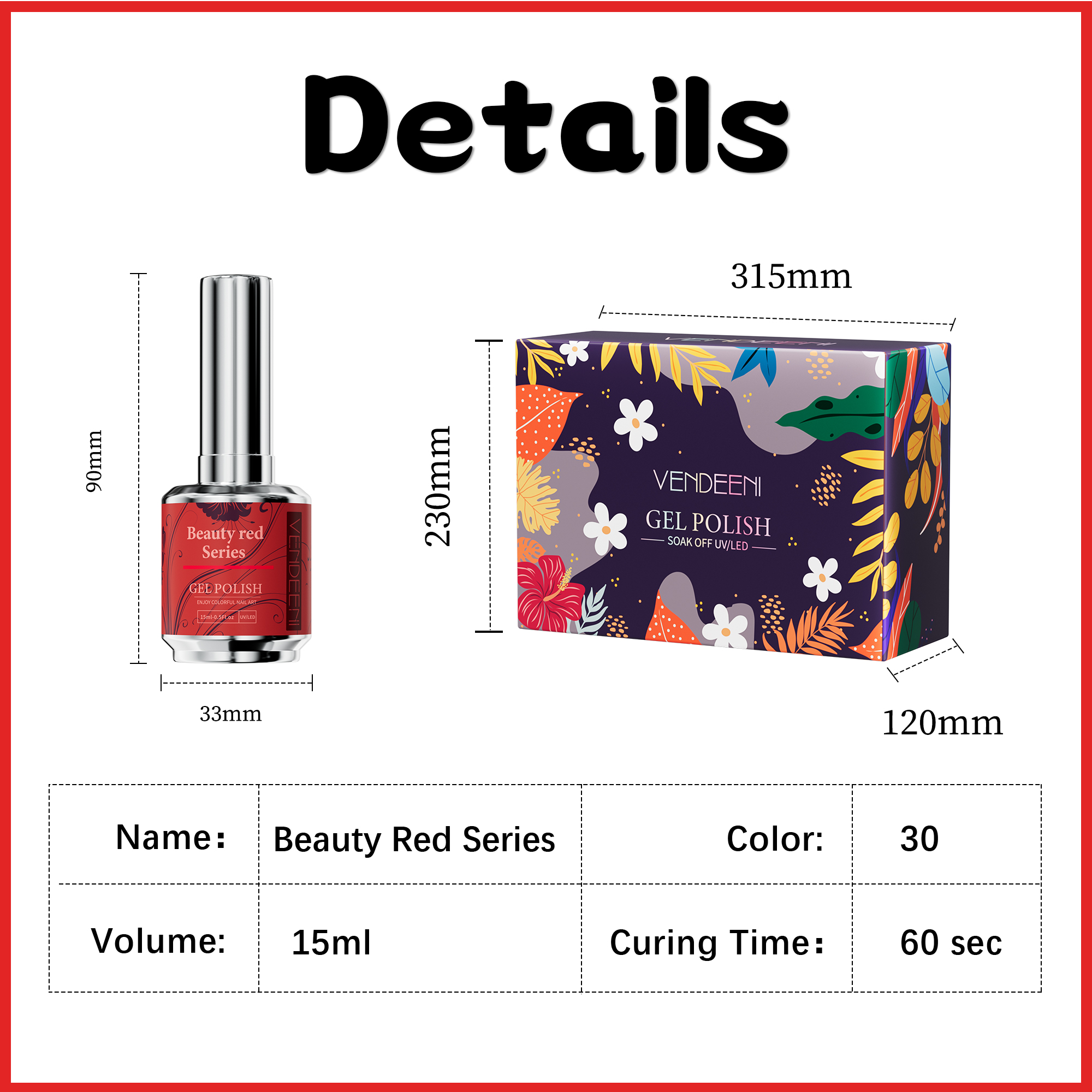 Hot Sale Solid Color Red Uv Gel Polish 15 Ml Gel Nail Polish Kit 30 Colors Uv Nail Gel Polish Custom Logo Box CE Certified