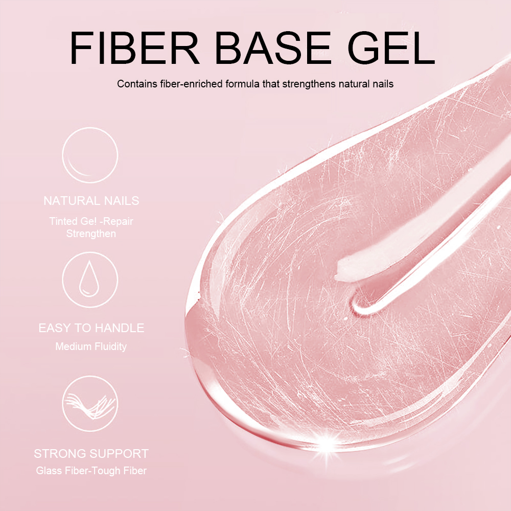 BOZLIN OEM Fiber Repair Gel Builder Fiberglass Nail Extension Gel Hema Free Fiber Glass Base Gel Polish for Cracked Broken Nails