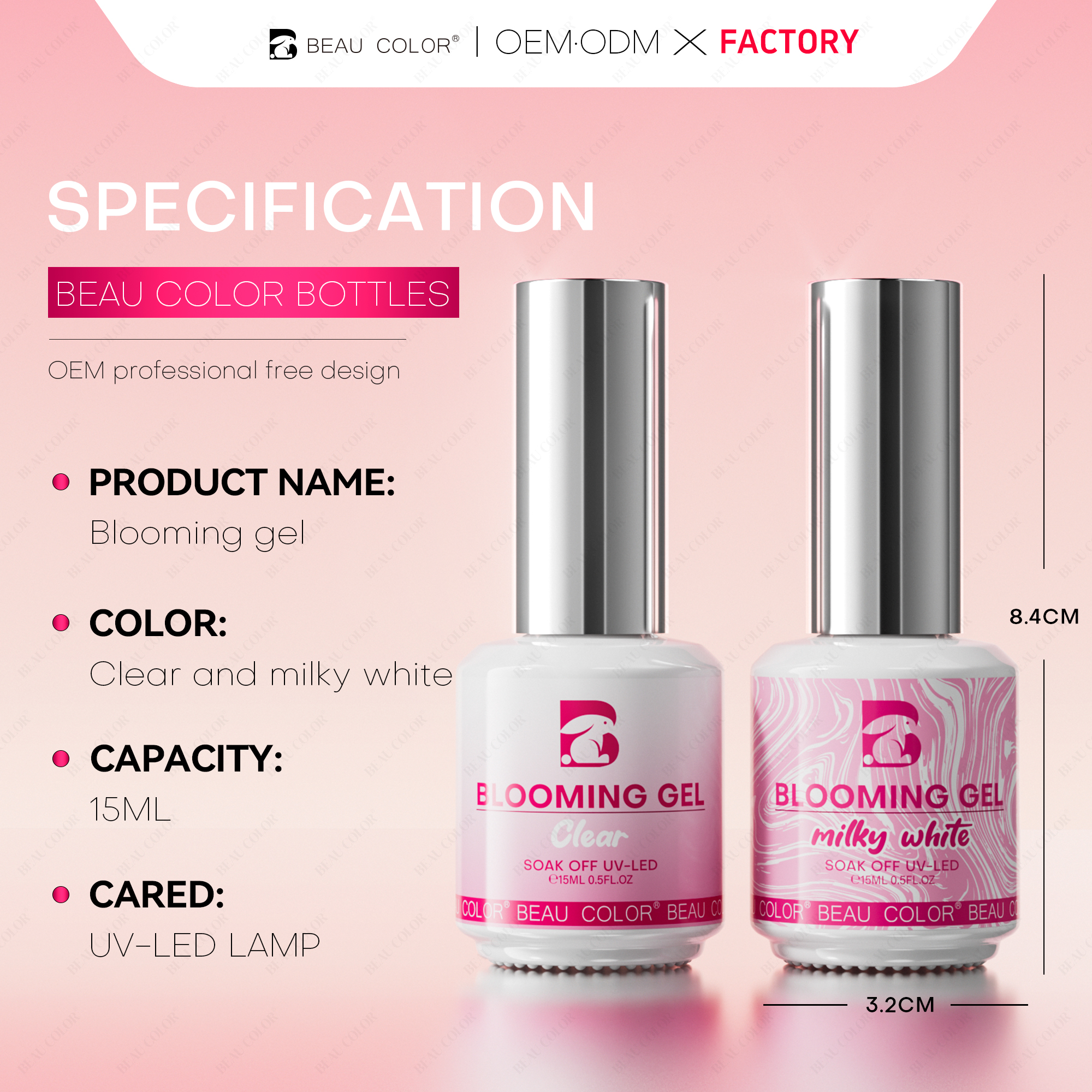 Beau Color Factory Private Label Clear/Milky White Blooming Gel Polish Free Custom Gel Nail Polish OEM Nail Products Suppliers