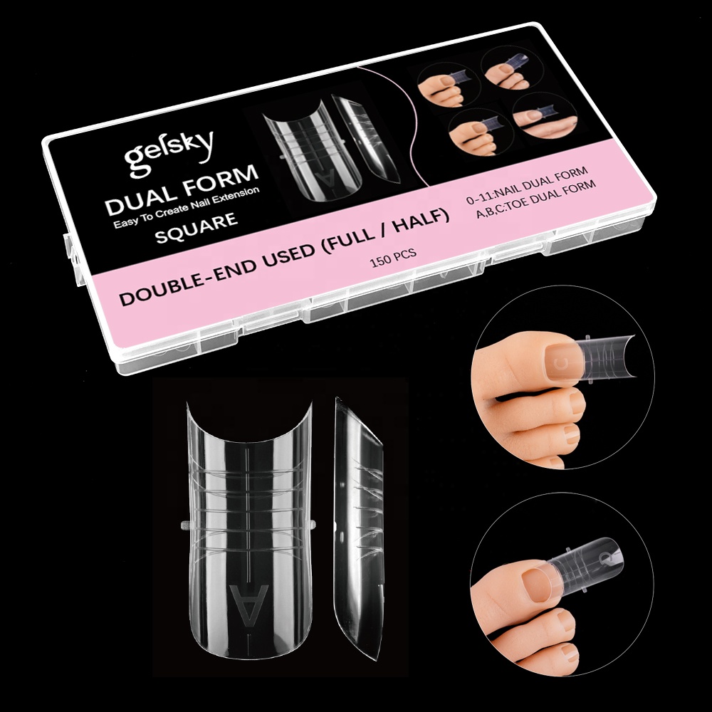 Gelsky Nail Extension 4 in 1 Double End Used Toe Dual Form Nail Dual Form