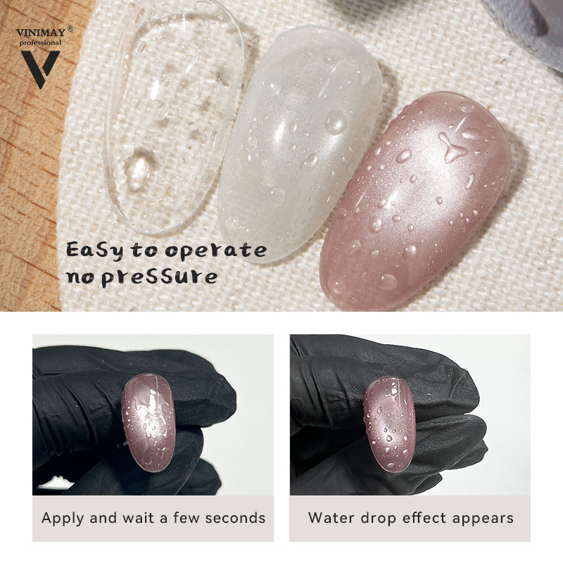 Vinimay Upgrade Water Drop Top Coat 15ml Clear Red Yellow Blue and Green 5 Colors No Wipe Water Droplet Top Coat for Salon