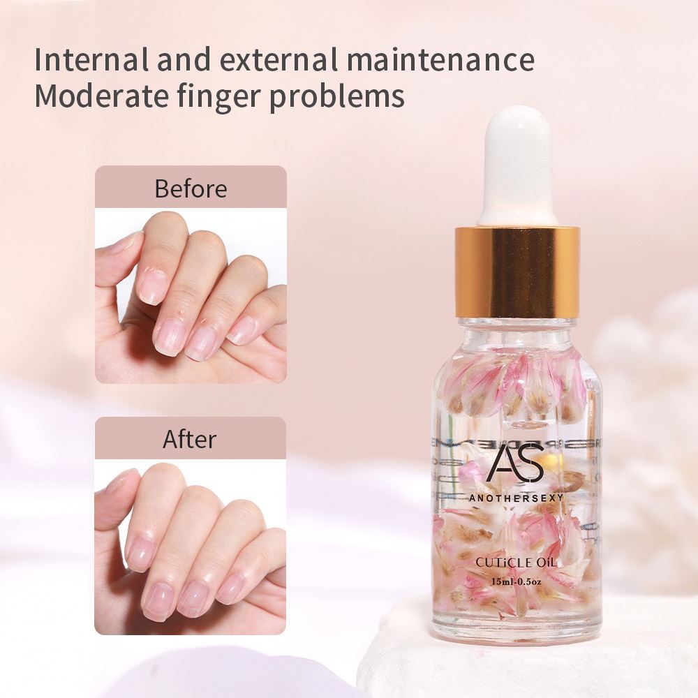 Custom Logo 15ml Organic Natural Cuticle Oil with Vitamin and Flower Fragrance Private Label Dried Flower Nail Care Oil