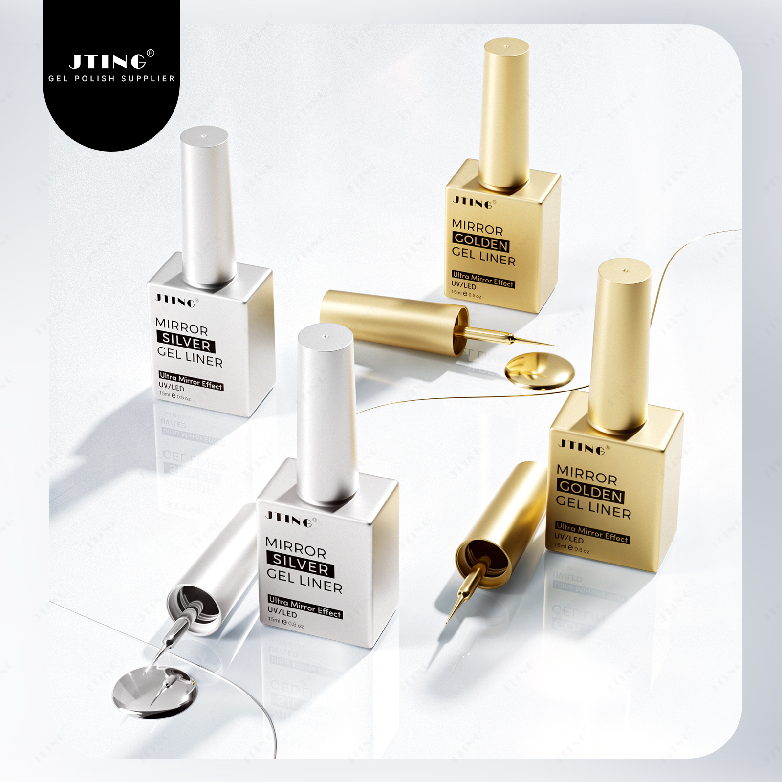 JTING High Quality Mirror Silver Golden Metal Liner Gel Nail Polish Collection Free Private Custom OEM/ODM Unique Brand