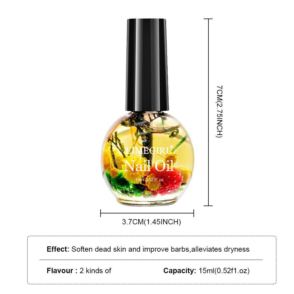 New 15ml Manicure Nutritional Oil Dried Flowers Anti-Hangnail Moisturizing Nail Edge Care Fruit Flavored 3ml Nail Cuticle Oil