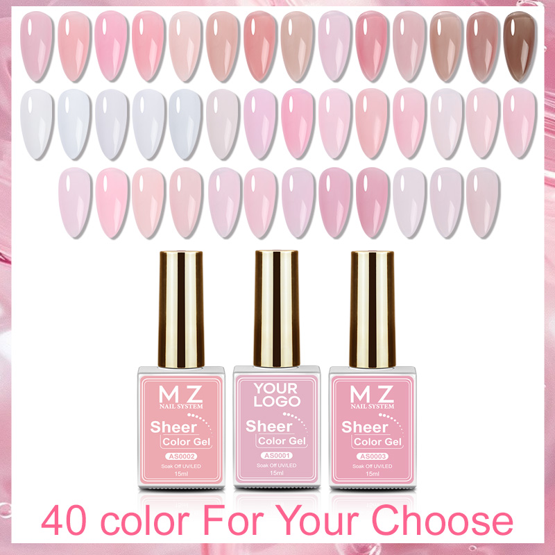 2026 New Salon LED Soak off Jelly Gel Polish 40 Sheer Colors 15ml UV Nail Polish Long Lasting Non-Toxic
