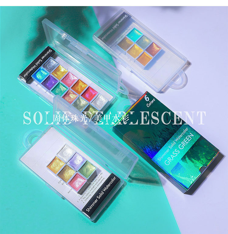 6/12 Colors Glitter DIY Nail Art Decoration Paint Metallic Nail Chrome Pigment Powder Solid Peral Nail Watercolor