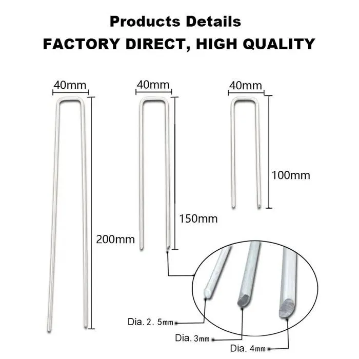 Best Quality Garden Powder Coated U-Shaped Curved Grass Cloth Nails SOD Staple Garden Turf Nails for Artificial Grass