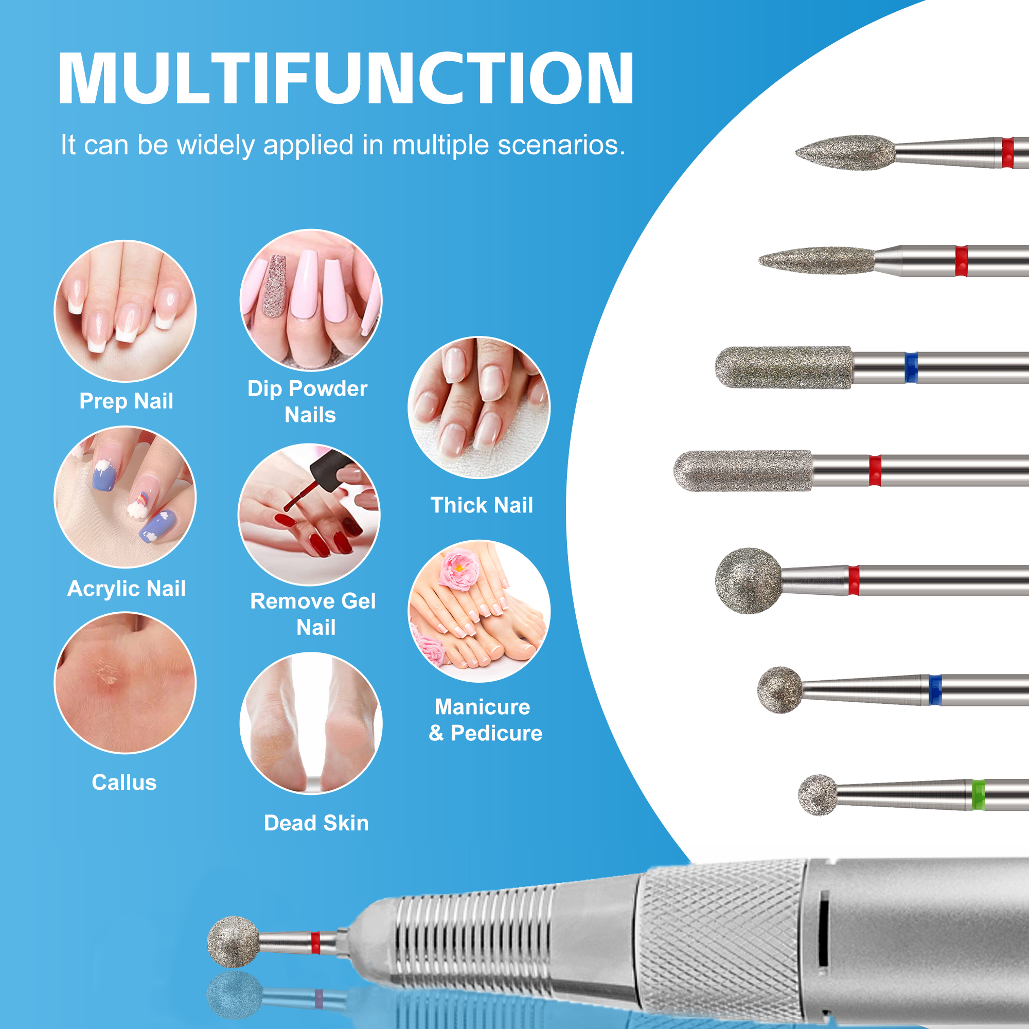 High End Spherical Diamond Nail Drill Bits Remove Cuticle Nail Care Factory Professional Nail Bur For Callus