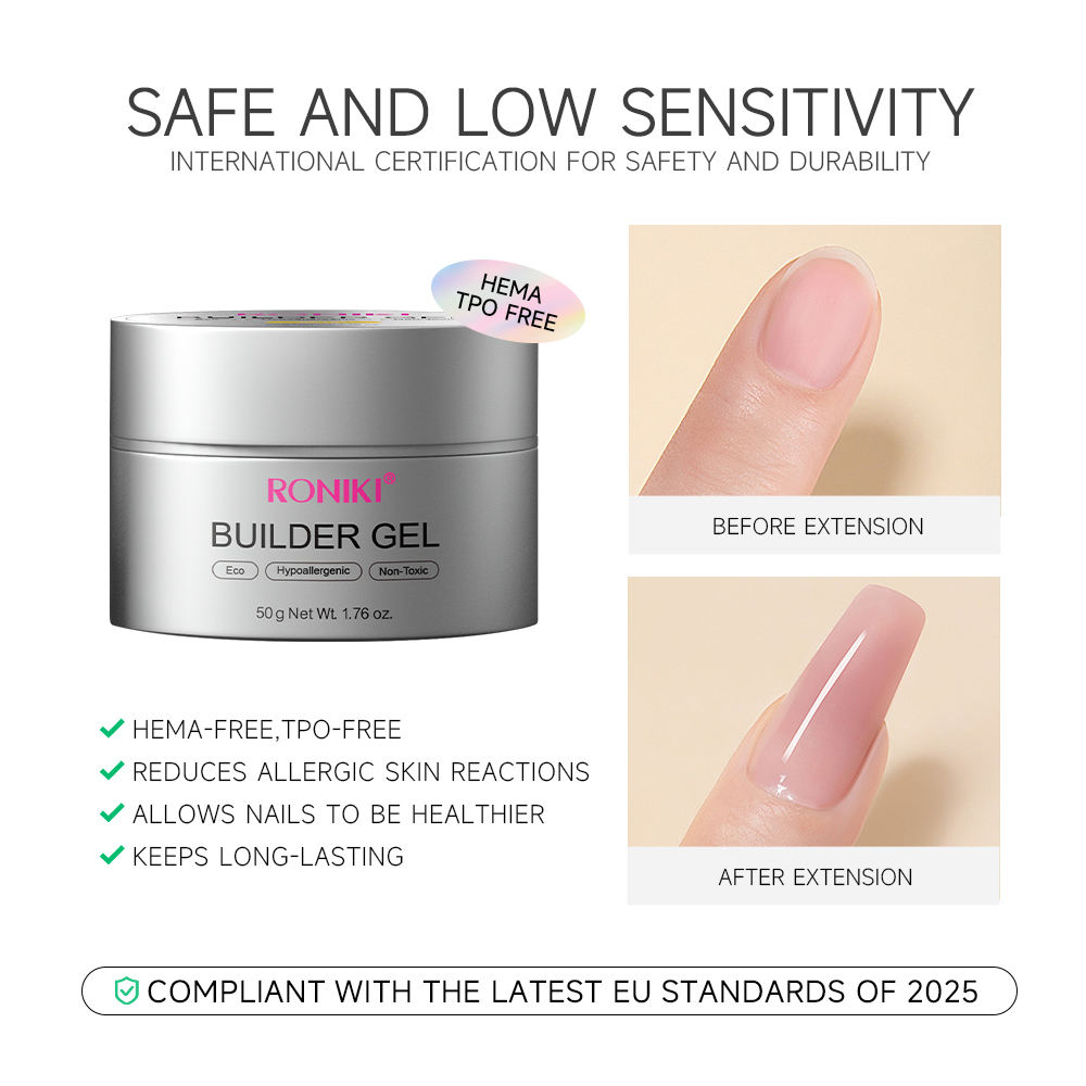 RONIKI Low Odor Eco Friendly Builder Nail Gel UV Builder Gel Non Toxic Manicure Product HEMA Free ODM Custom Brand Development