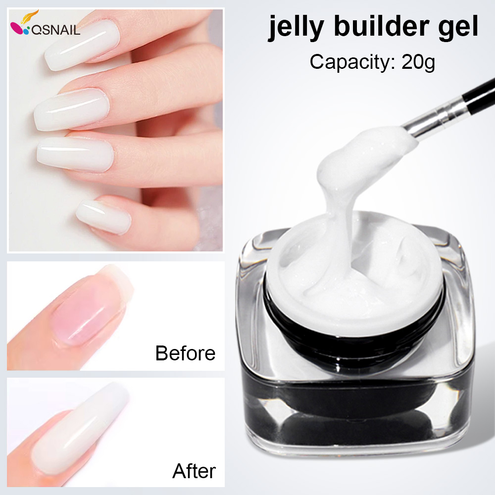 QSHY 20g Jelly Acrylic Hard Builder UV Gel Nail Extensions Non-Toxic Easily Soak 3-4 Weeks Lasting MSDS CE Halal Certified