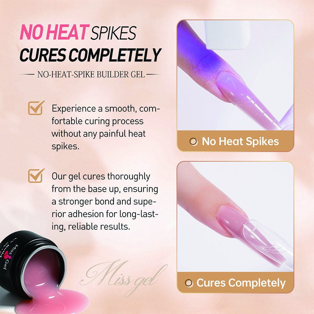 MissGel Nail Supplier Hot Sales Hema Free Builder Gel No Heat Hard Extension Gel Polishes TPO Free Builder Gel for Nail