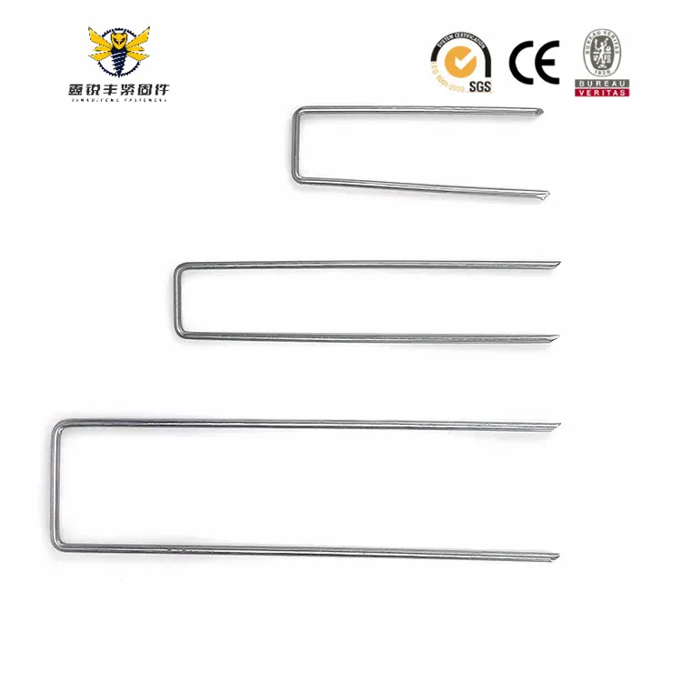 Best Quality Garden Powder Coated U-Shaped Curved Grass Cloth Nails SOD Staple Garden Turf Nails for Artificial Grass
