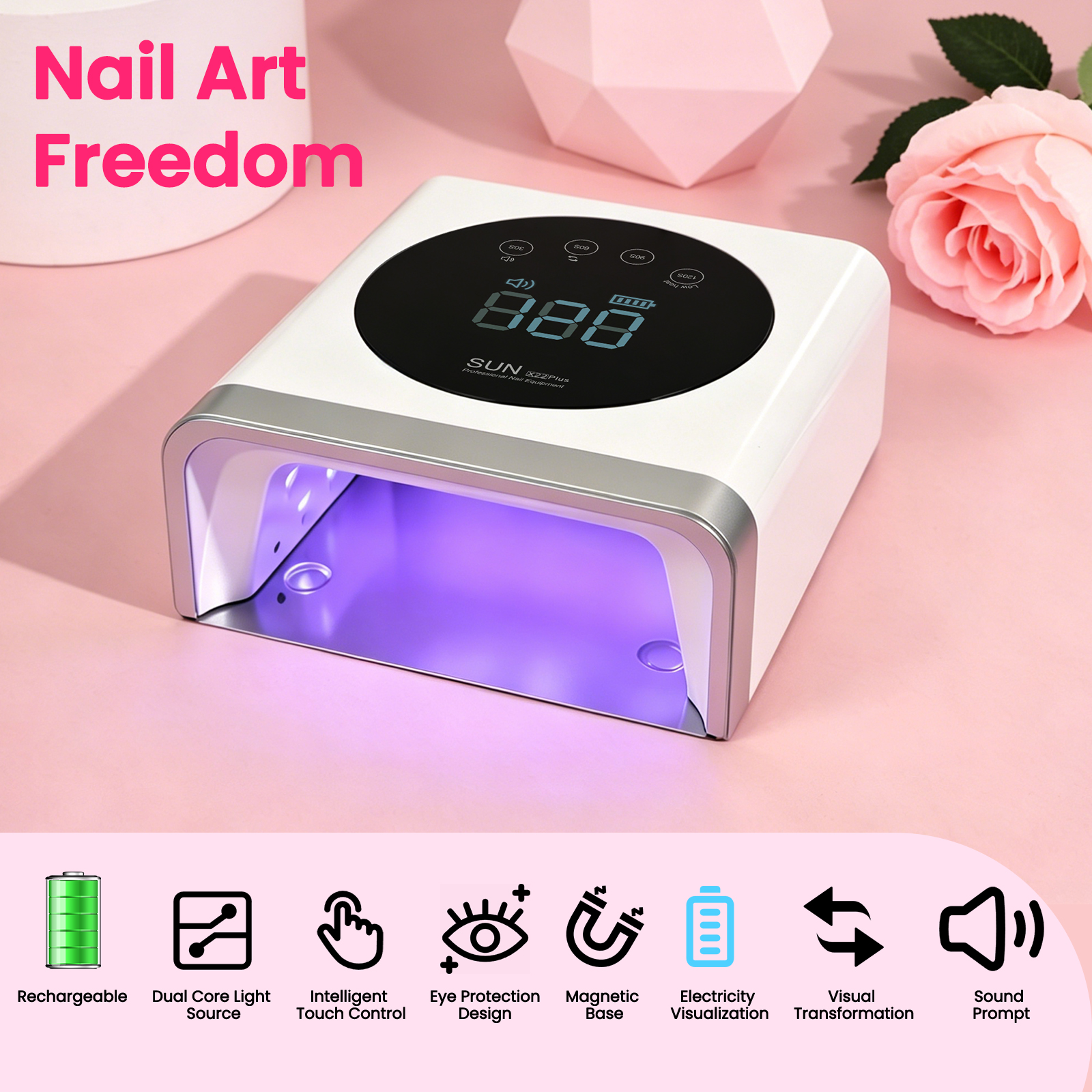 2025 New Arrival 72W Cure Wireless Dual Light Nails Supply Rechargeable Cordless Uv Led Gel Dryer Nail Lamp For Salon Manicure