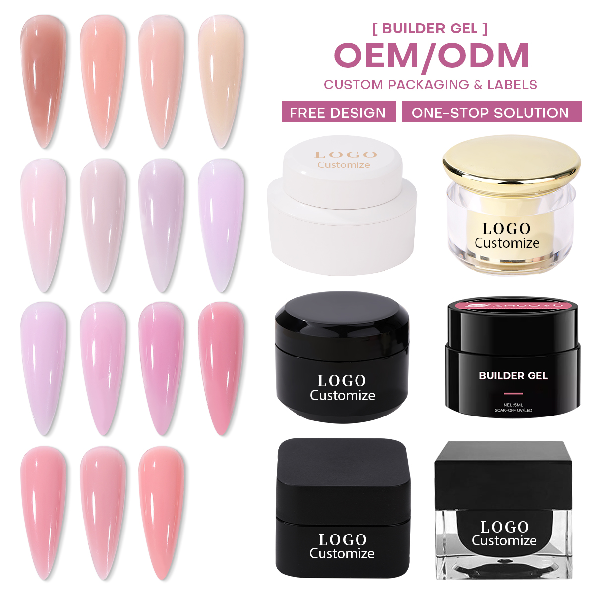 50g 300 Colors Own Brand UV Gel Polish Collection Extension Nail Gel Hema Free Nail Builder DIY