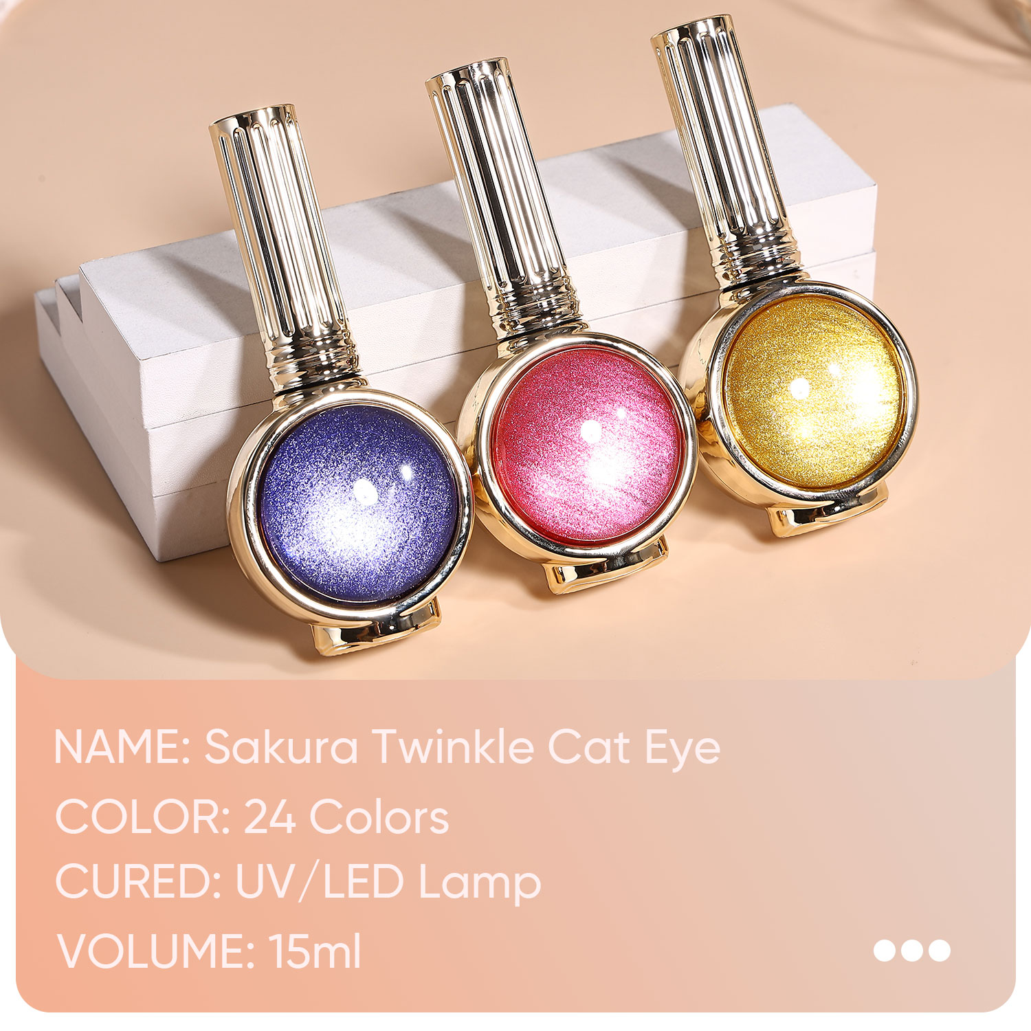 Hanyinails Sakura Twinkle Cat Eye Collection 24 Shades 15ml Premium Color Magnetic Gel Polish Soak Off Glossy Finish