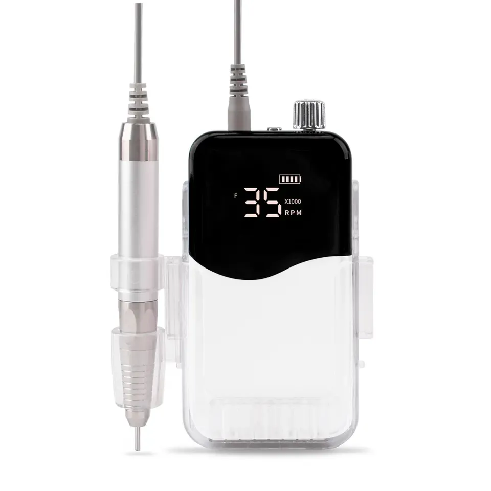 Rechargeable Nail Art 35000rpm Portable Manicure Pedicure Mini Nail Polisher Electric Strong Power Cordless 7 Head Nail Drill Machine