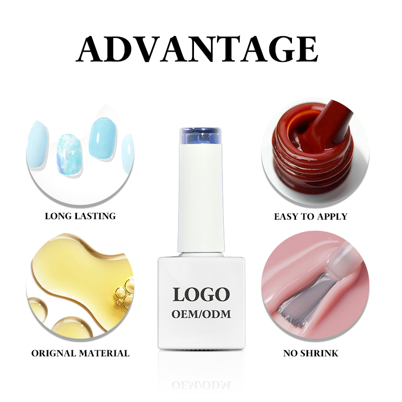 Custom HEMA &amp; TPO Free Organic Gel Nail Polish Long-Lasting Soak-Off Uv Gel Nail Art French Style OEM Bottle Packing
