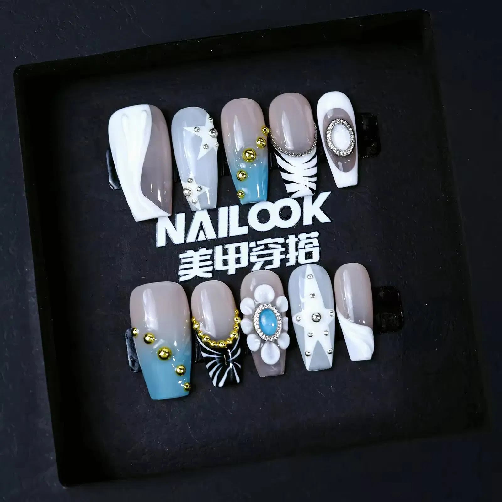 High Quality Glossy Reusable Full Cover Acrylic Nail Art Press on Nails