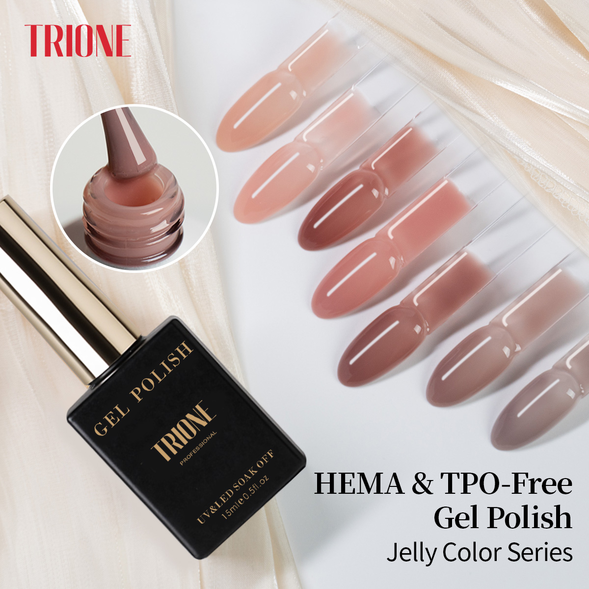 Summer 12 Colors Pink Jelly Gel Nail Polish Set TPO HEMA FREE UV Semi-Permanent Sheer Nude Gel Polish OEM Supplies Private Label