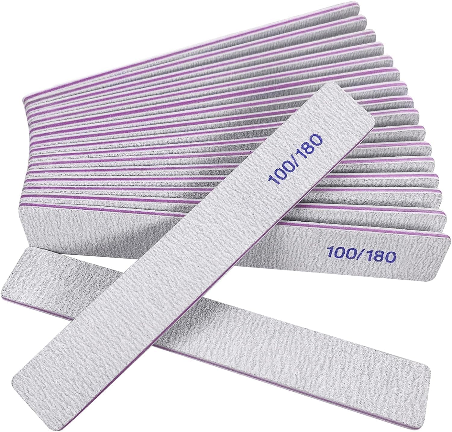Free Samples 80/80 Double Side Emery Boards Reusable Manicure 100/180 Grit zebra Nail File for Natural Nails