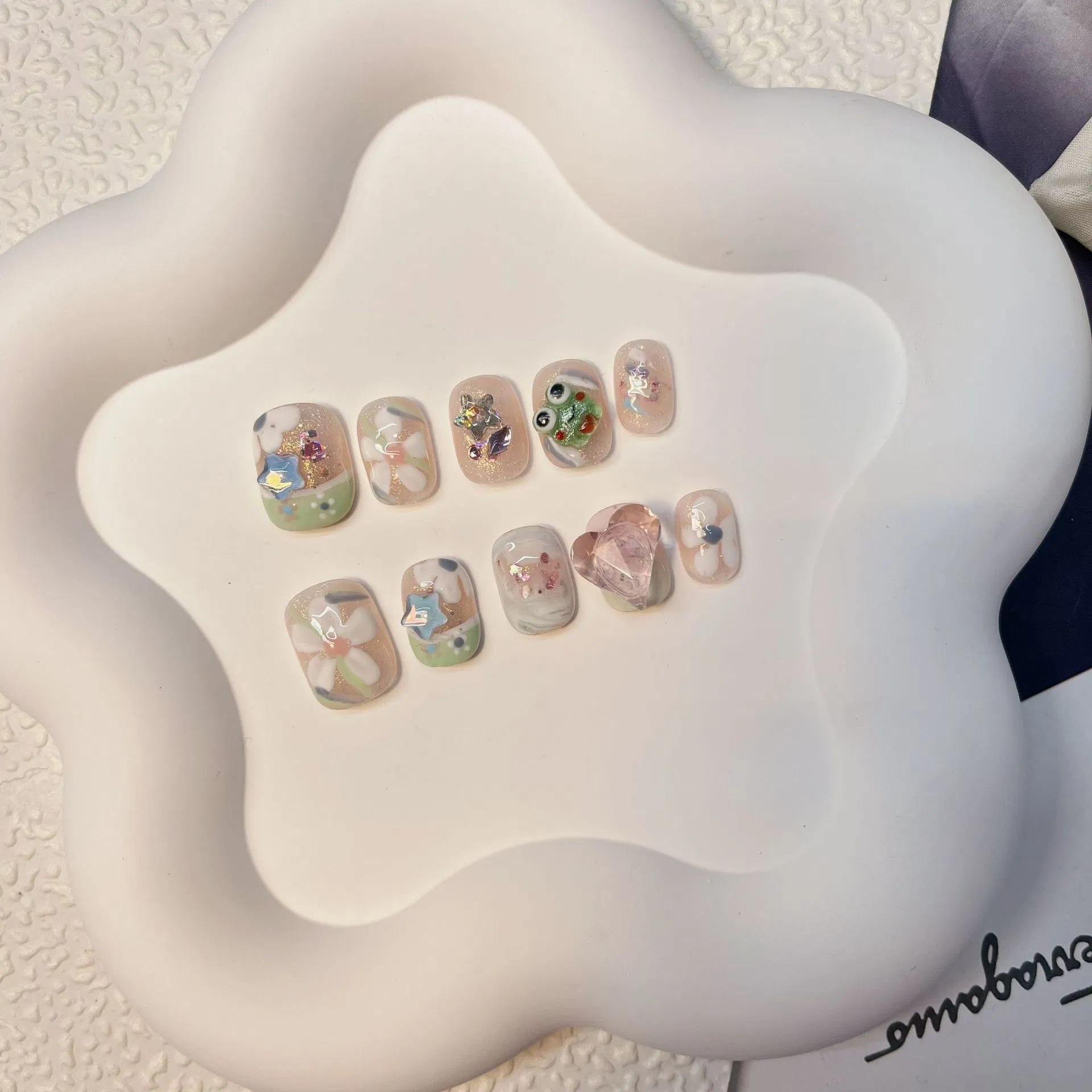 Custom Press on Nails Handmade 10PCS Acrylic Designer Artificial Fingernails