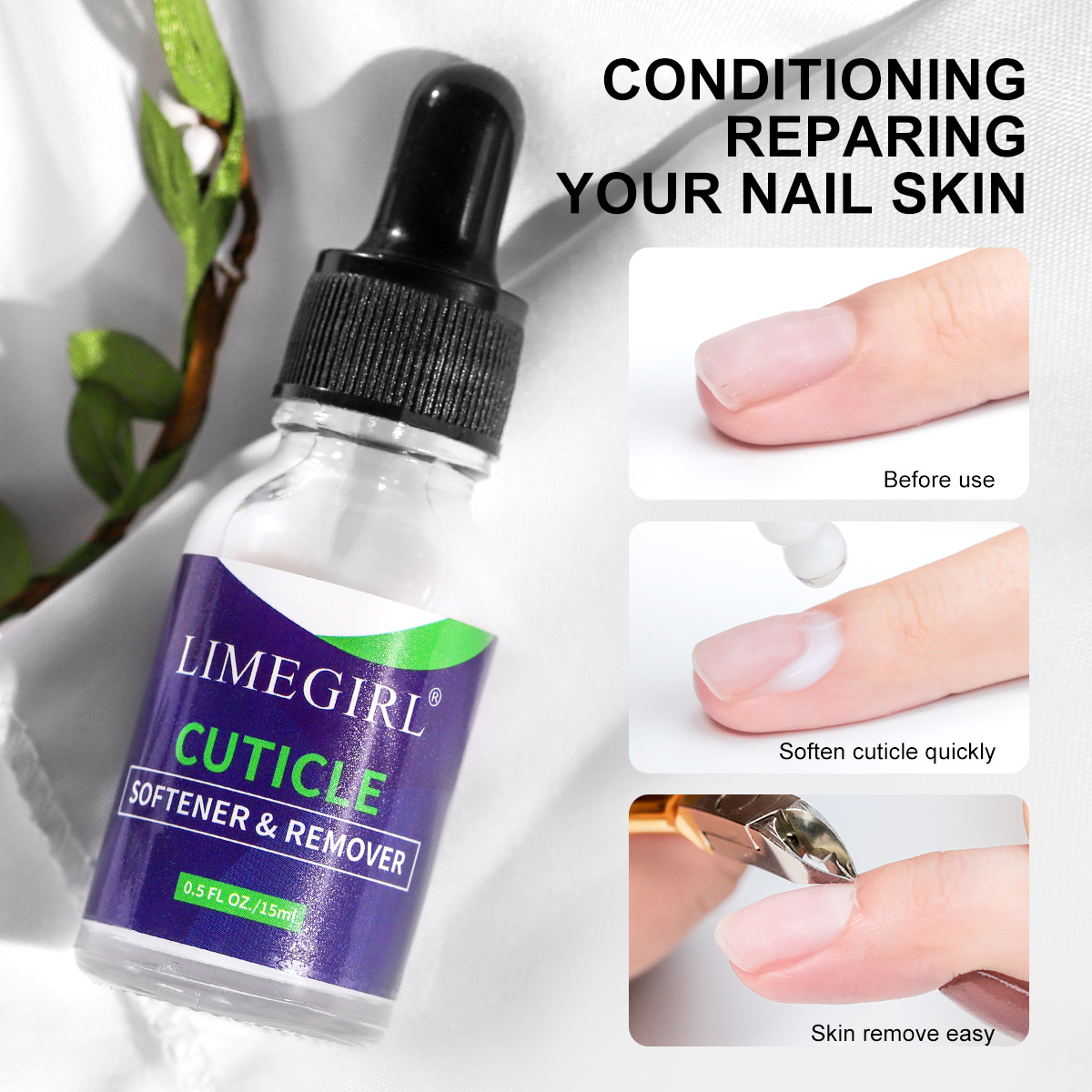 Nail Art Hand Care Functional Cuticle Oil Set Resin Container Watermelon Flavor Anti-Warping Formula Exfoliating Softener Oil