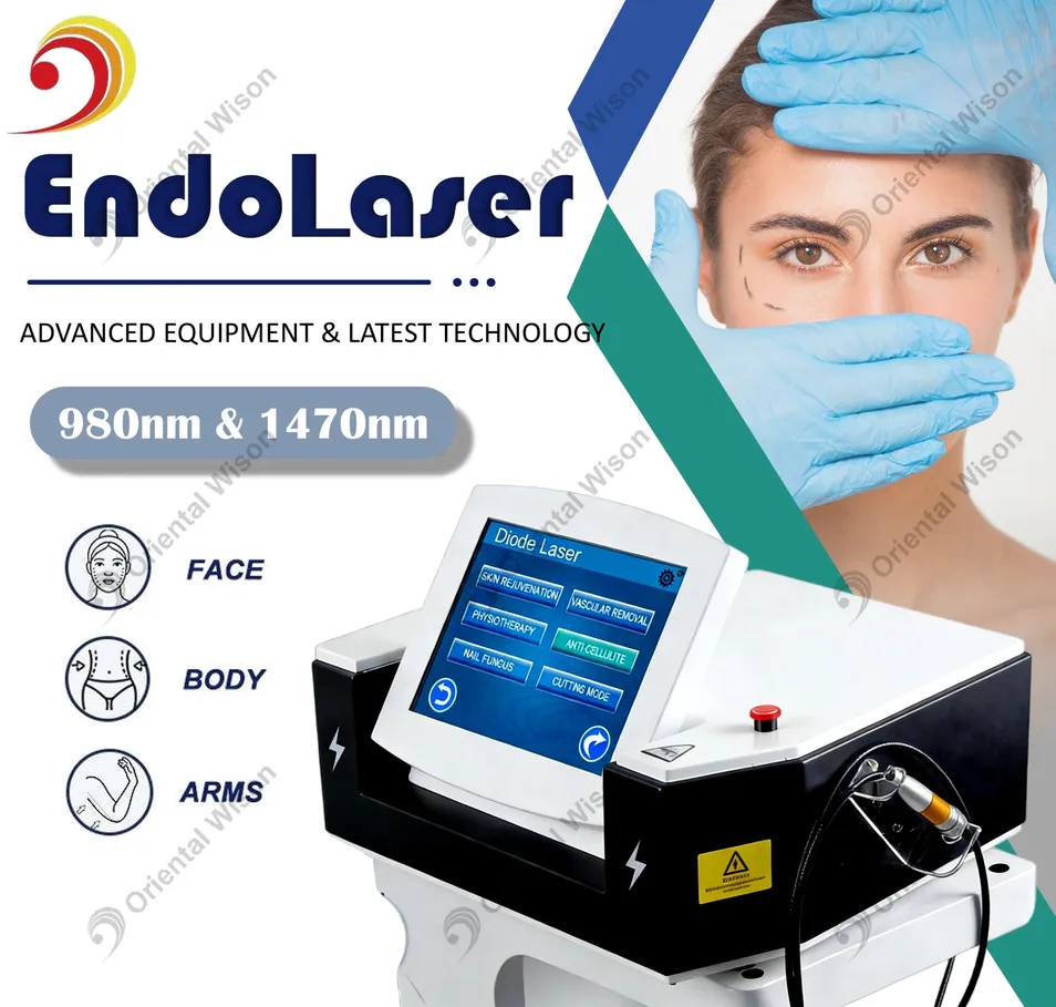 980nm 1470nm Diode Laser Lipolysis Liposuction Cannula Fat Cell Disruption Body Slimming Beauty Equipment Nail Fungus Treatment Vascular Veins Removal